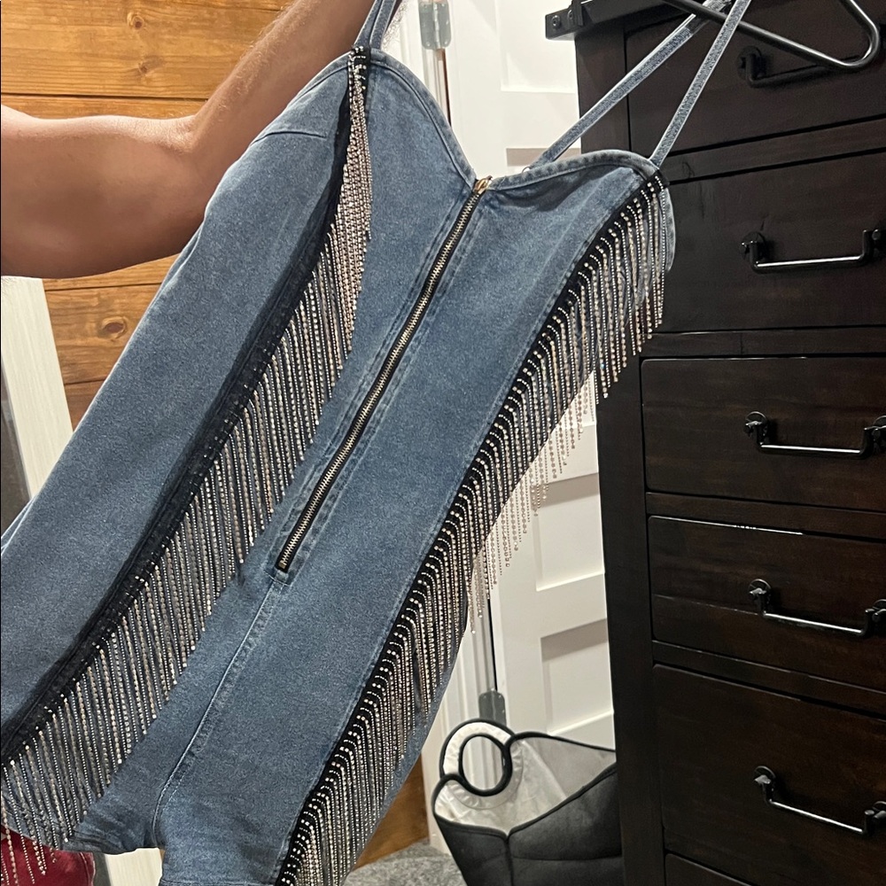 Punchy Blonde Boutique Light Blue Denim Romper